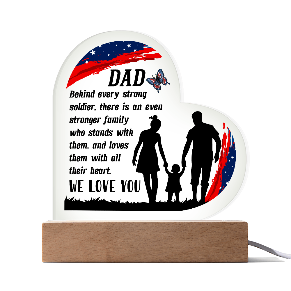 Behind Every Strong Soldier Acrylic Heart Plaque - Patriotic Home Decor Gift