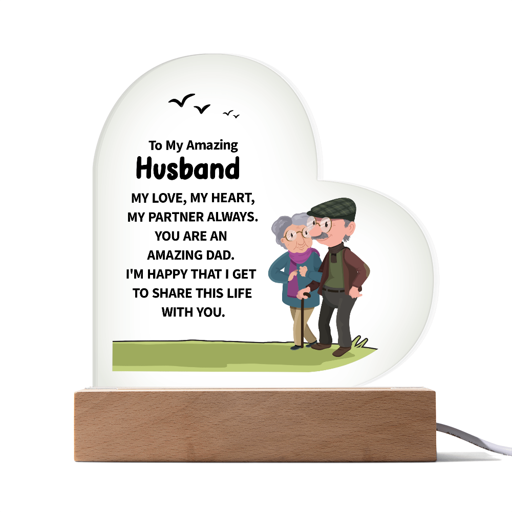 To My Amazing Husband Acrylic Heart Plaque - Gift for Husband