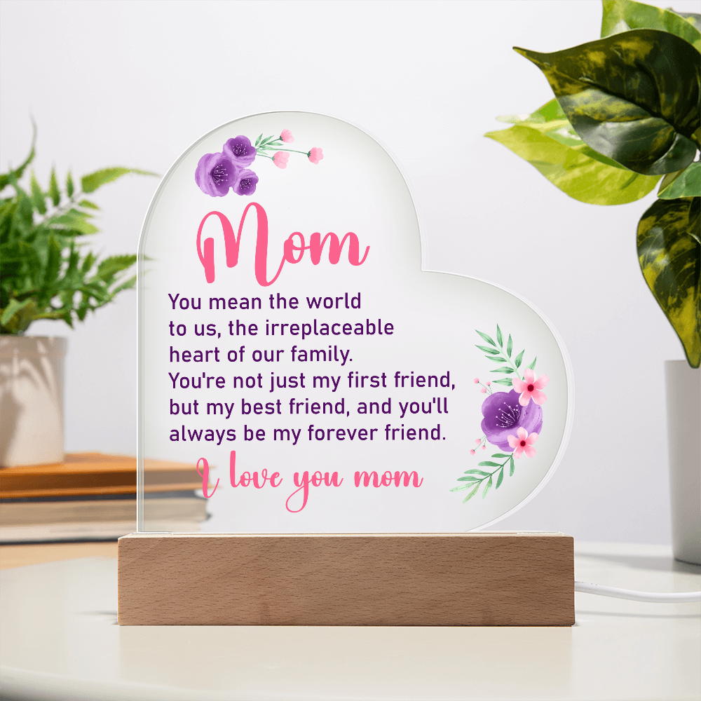 You Mean The World To Us Acrylic Heart Plaque - Mother's Day Gift