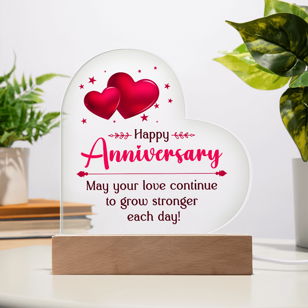 Happy Anniversary Acrylic Heart Plaque - Anniversary Gift for Wife