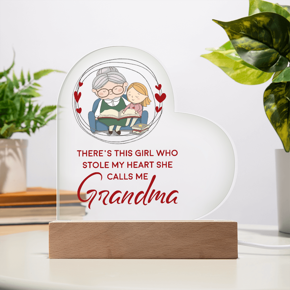 There's This Girl Who Stole My Heart Acrylic Heart Plaque - Gift for Grandma