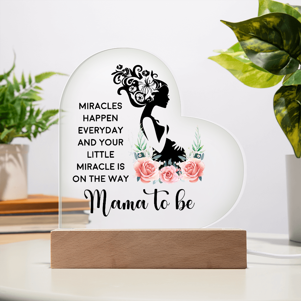 Mama To Be Acrylic Heart Plaque - New Mom Gift, Pregnancy Gift