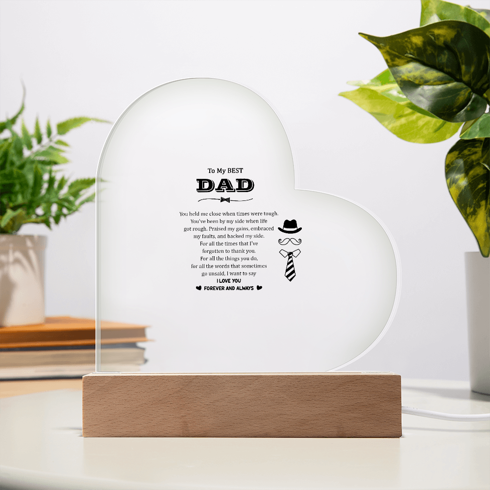 To My Best Dad Acrylic Heart Plaque - Father's Day Gift for Dad