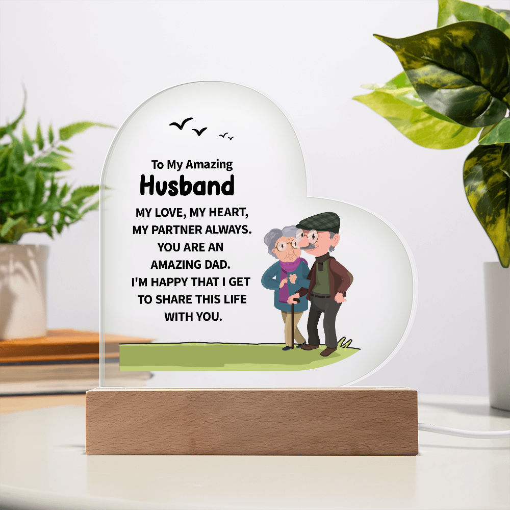 To My Amazing Husband Acrylic Heart Plaque - Gift for Husband