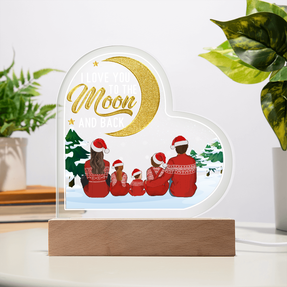 I Love You To The Moon And Back Acrylic Heart Plaque - Anniversary Gift for Wife
