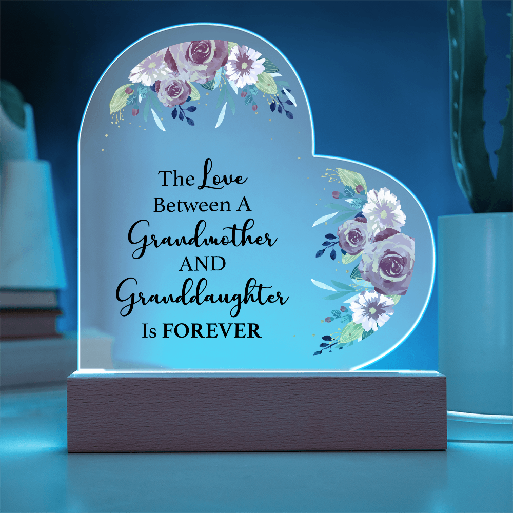 The Love Between A Grandmother And Granddaughter Acrylic Heart Plaque - Gift for Grandma