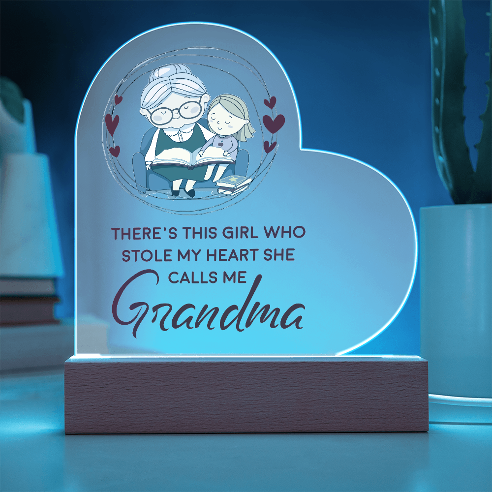 There's This Girl Who Stole My Heart Acrylic Heart Plaque - Gift for Grandma