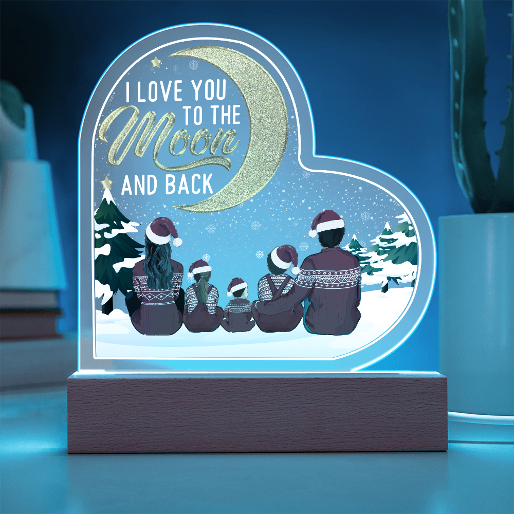 I Love You To The Moon And Back Acrylic Heart Plaque - Anniversary Gift for Wife
