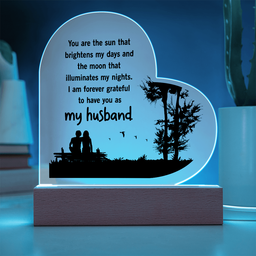 You Are The Sun That Brightens My Days Acrylic Heart Plaque - Gift for Husband