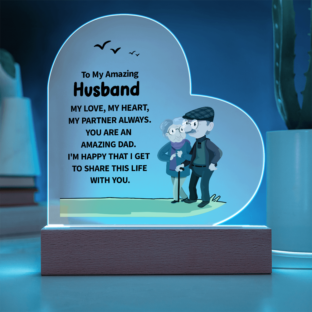 To My Amazing Husband Acrylic Heart Plaque - Gift for Husband