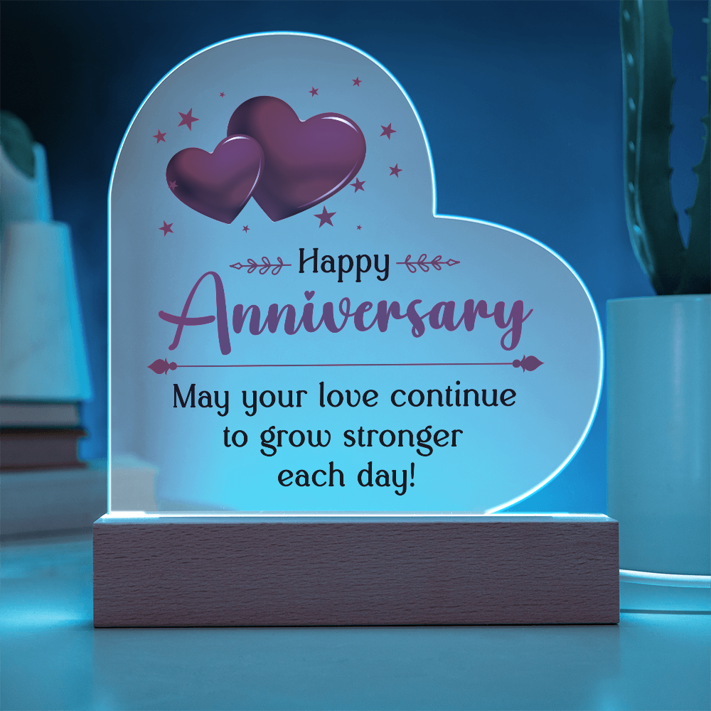 Happy Anniversary Acrylic Heart Plaque - Anniversary Gift for Wife
