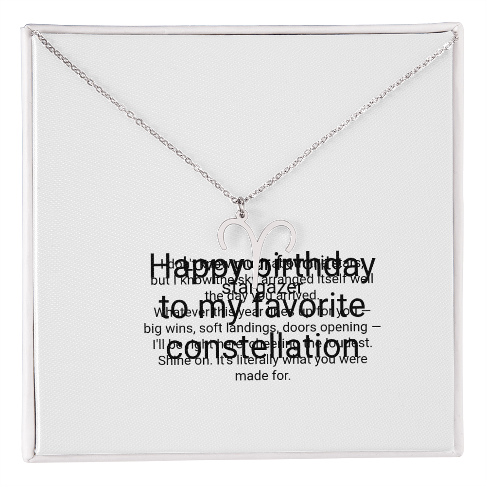 Zodiac Necklace Birthday Gift - Zodiac Sign Pendant with Message Card, Astrology Birthday Gift for Her