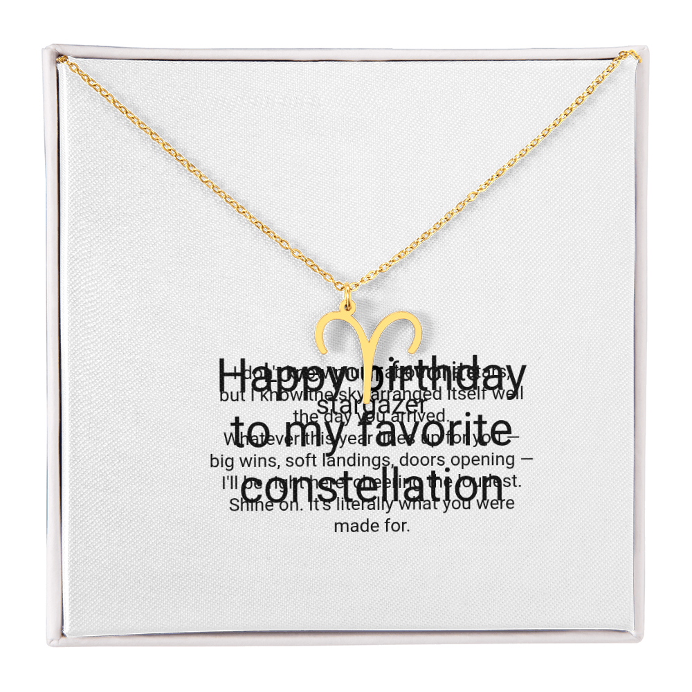 Zodiac Necklace Birthday Gift - Zodiac Sign Pendant with Message Card, Astrology Birthday Gift for Her