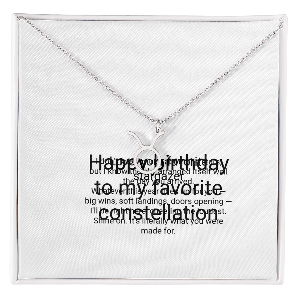 Zodiac Necklace Birthday Gift - Zodiac Sign Pendant with Message Card, Astrology Birthday Gift for Her