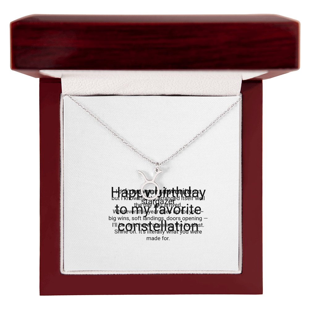 Zodiac Necklace Birthday Gift - Zodiac Sign Pendant with Message Card, Astrology Birthday Gift for Her