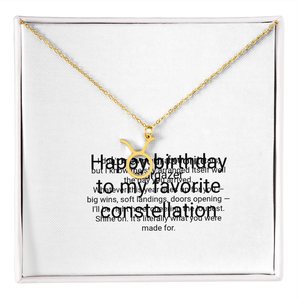 Zodiac Necklace Birthday Gift - Zodiac Sign Pendant with Message Card, Astrology Birthday Gift for Her