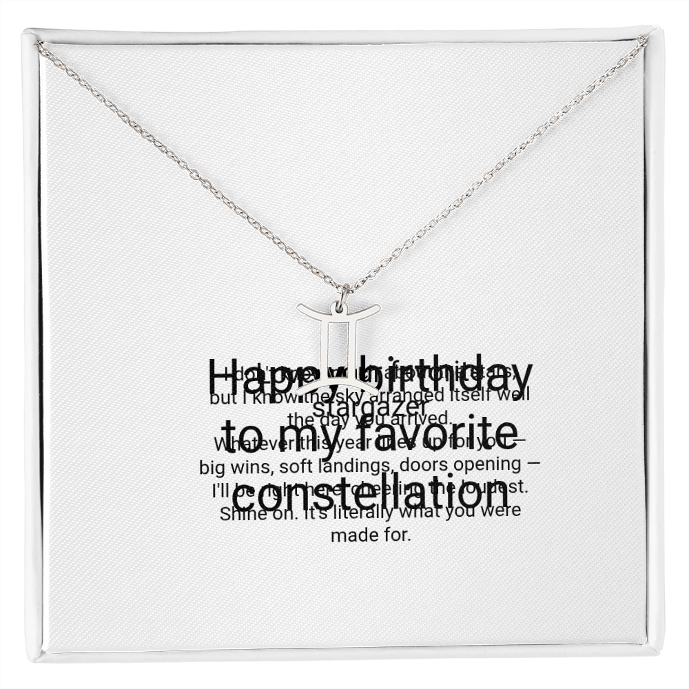 Zodiac Necklace Birthday Gift - Zodiac Sign Pendant with Message Card, Astrology Birthday Gift for Her