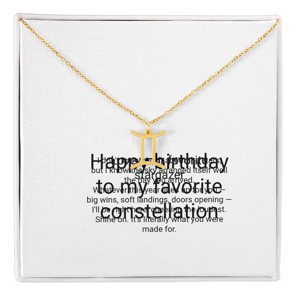 Zodiac Necklace Birthday Gift - Zodiac Sign Pendant with Message Card, Astrology Birthday Gift for Her