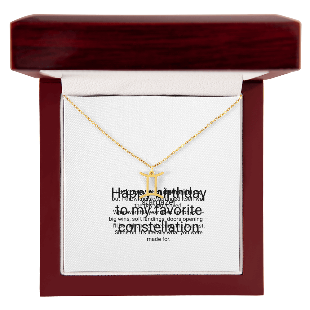 Zodiac Necklace Birthday Gift - Zodiac Sign Pendant with Message Card, Astrology Birthday Gift for Her