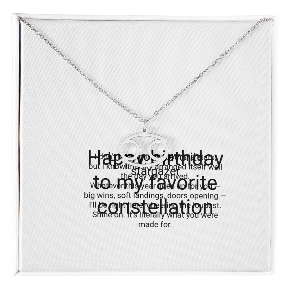 Zodiac Necklace Birthday Gift - Zodiac Sign Pendant with Message Card, Astrology Birthday Gift for Her