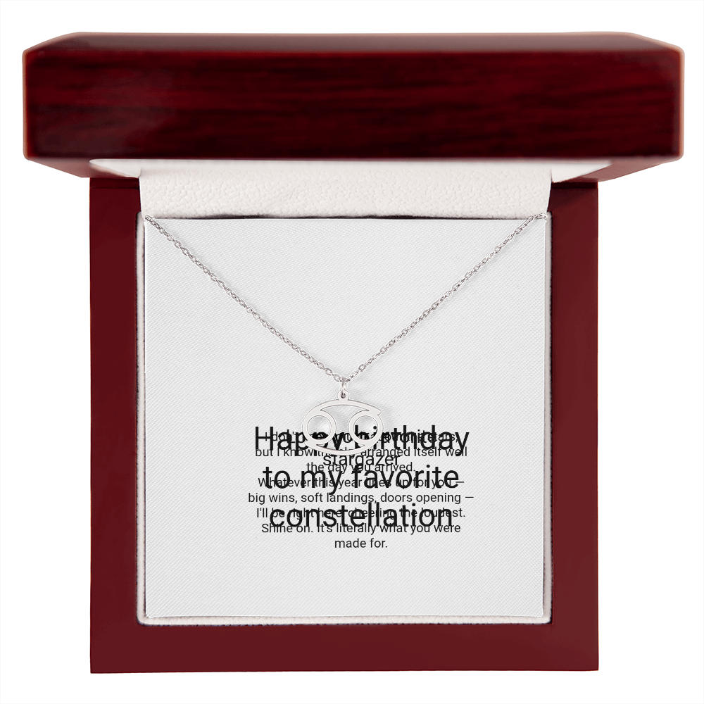 Zodiac Necklace Birthday Gift - Zodiac Sign Pendant with Message Card, Astrology Birthday Gift for Her