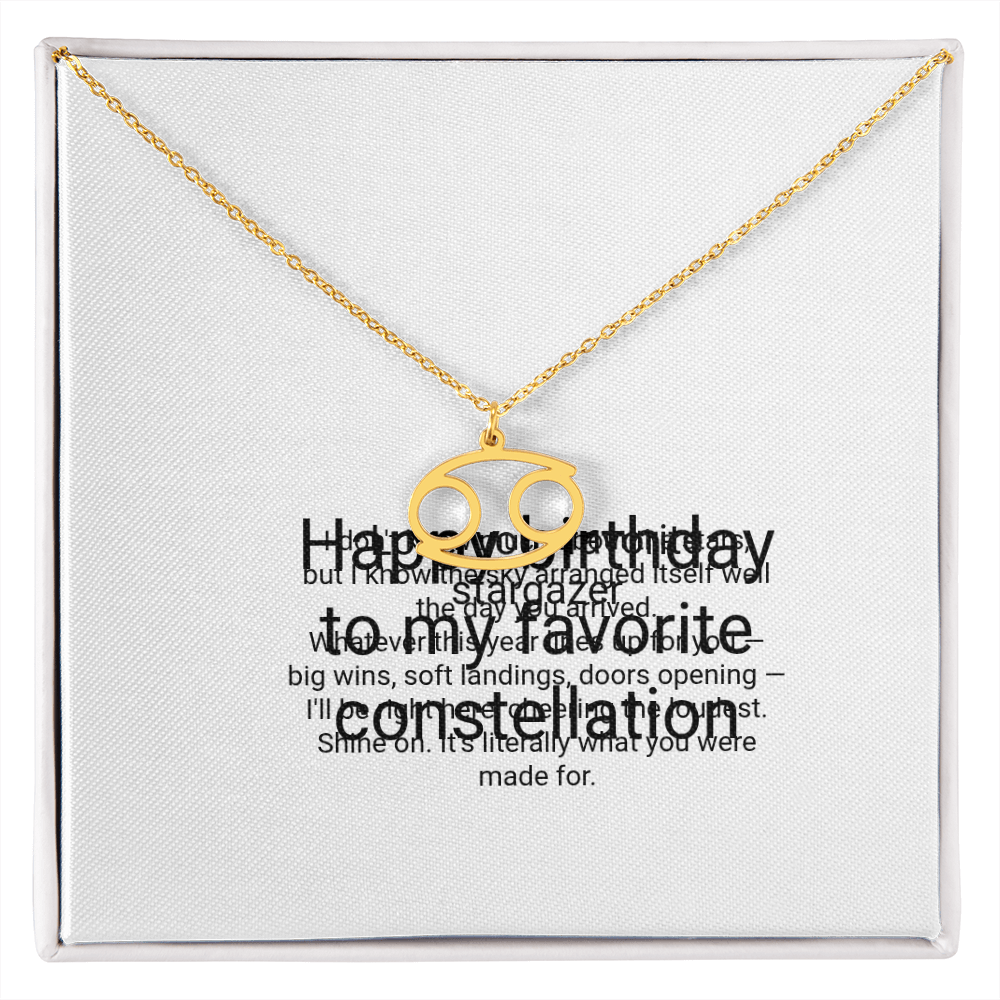 Zodiac Necklace Birthday Gift - Zodiac Sign Pendant with Message Card, Astrology Birthday Gift for Her