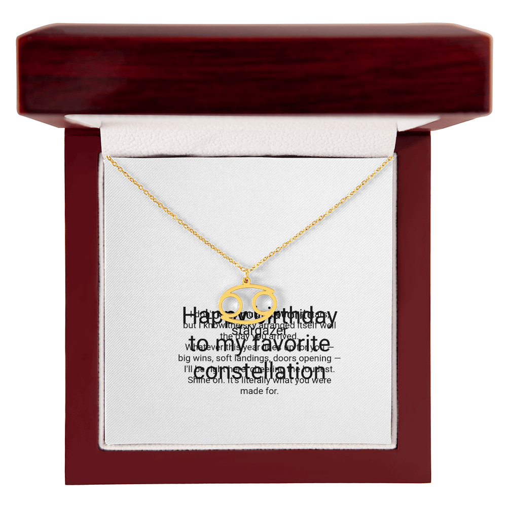 Zodiac Necklace Birthday Gift - Zodiac Sign Pendant with Message Card, Astrology Birthday Gift for Her