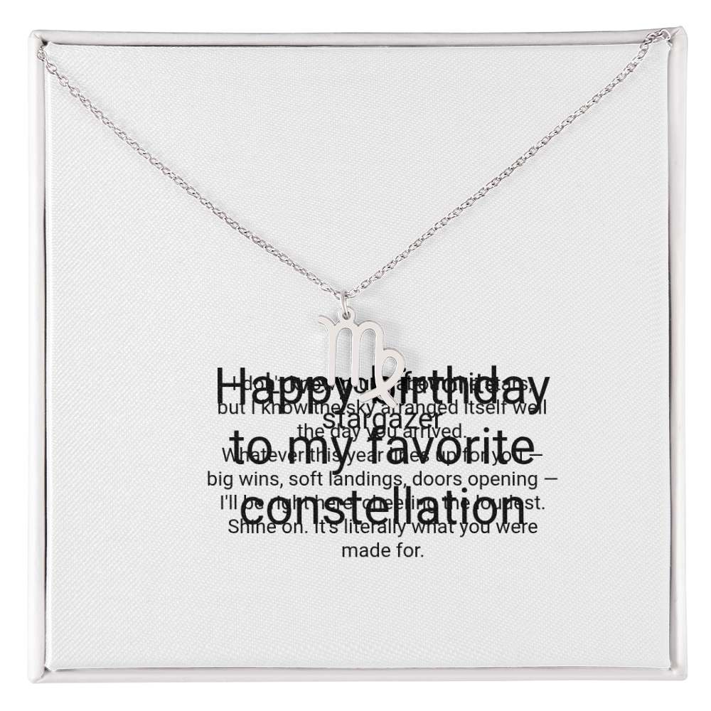 Zodiac Necklace Birthday Gift - Zodiac Sign Pendant with Message Card, Astrology Birthday Gift for Her