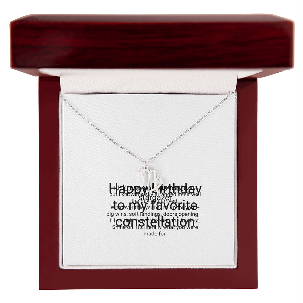 Zodiac Necklace Birthday Gift - Zodiac Sign Pendant with Message Card, Astrology Birthday Gift for Her