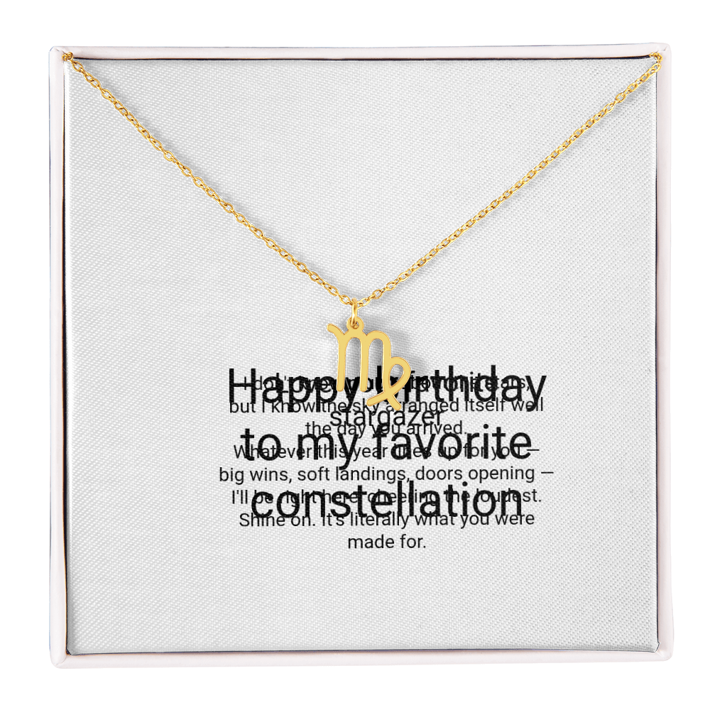 Zodiac Necklace Birthday Gift - Zodiac Sign Pendant with Message Card, Astrology Birthday Gift for Her