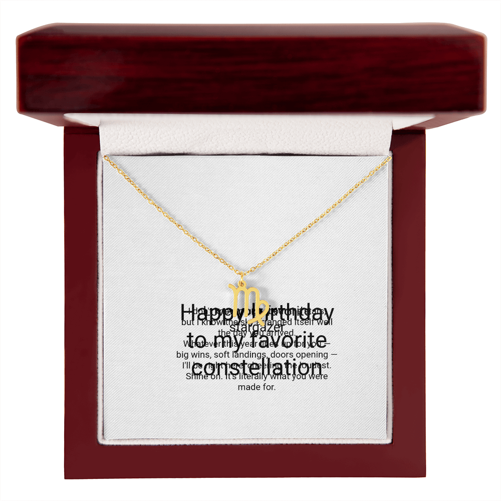 Zodiac Necklace Birthday Gift - Zodiac Sign Pendant with Message Card, Astrology Birthday Gift for Her