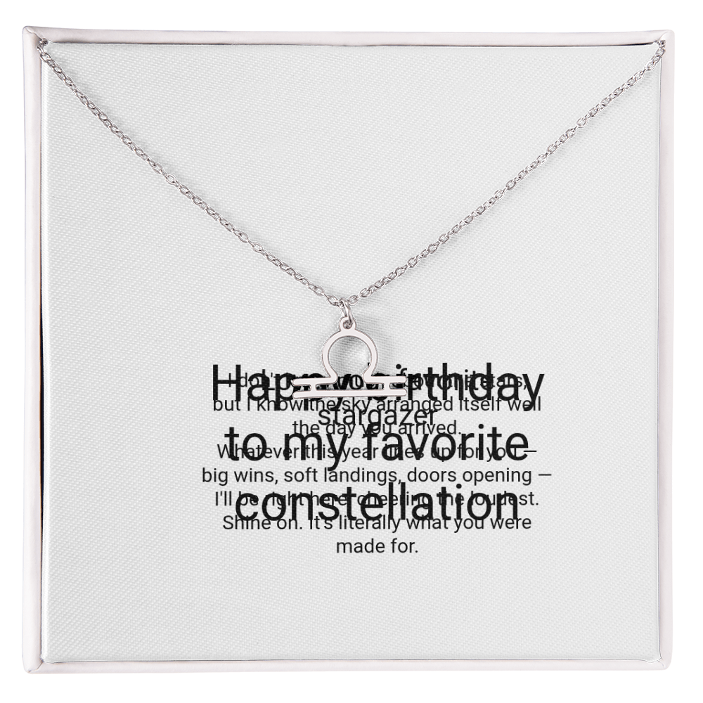Zodiac Necklace Birthday Gift - Zodiac Sign Pendant with Message Card, Astrology Birthday Gift for Her