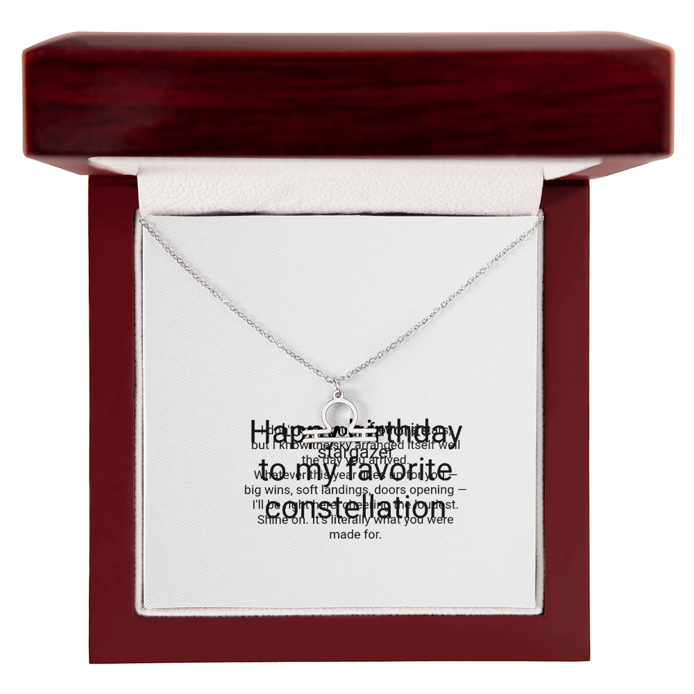 Zodiac Necklace Birthday Gift - Zodiac Sign Pendant with Message Card, Astrology Birthday Gift for Her