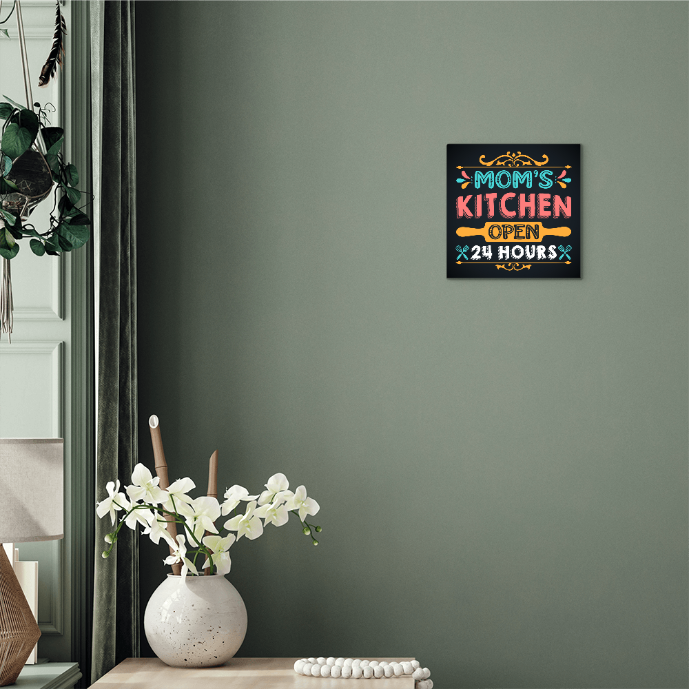 Mom's Kitchen Open 24 Hours… High Gloss Metal Art Print