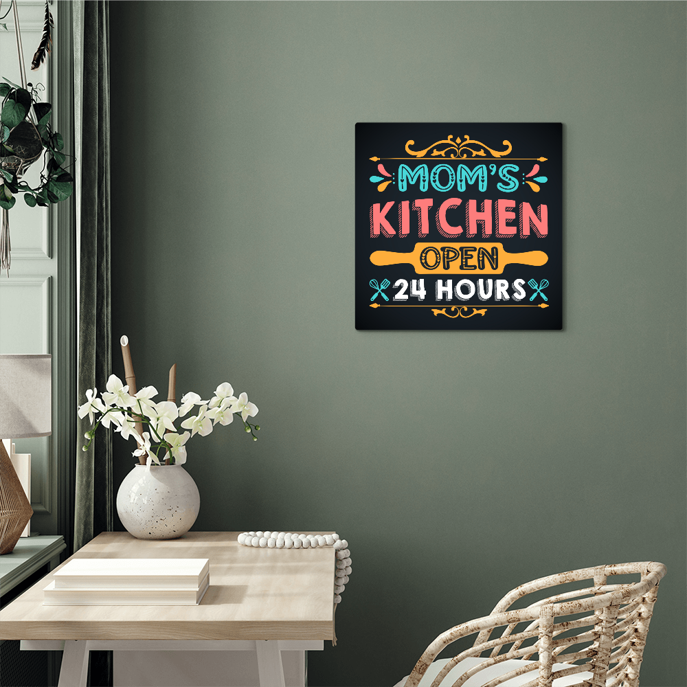 Mom's Kitchen Open 24 Hours… High Gloss Metal Art Print