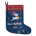 Sleighin' It Navy Reindeer Giant Christmas Stocking, Holiday Stocking Decor