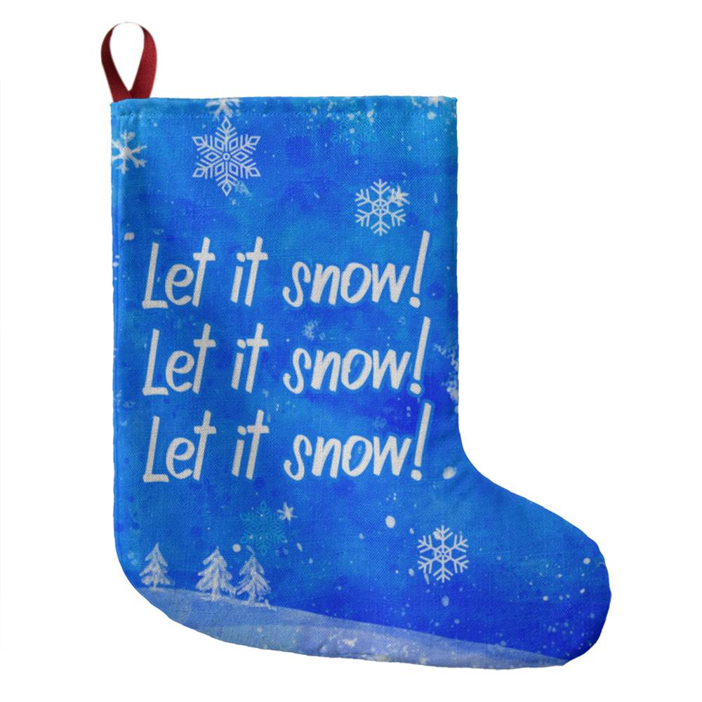 Let It Snow Giant Holiday Stocking, Blue Snowflake Christmas Stocking Decor