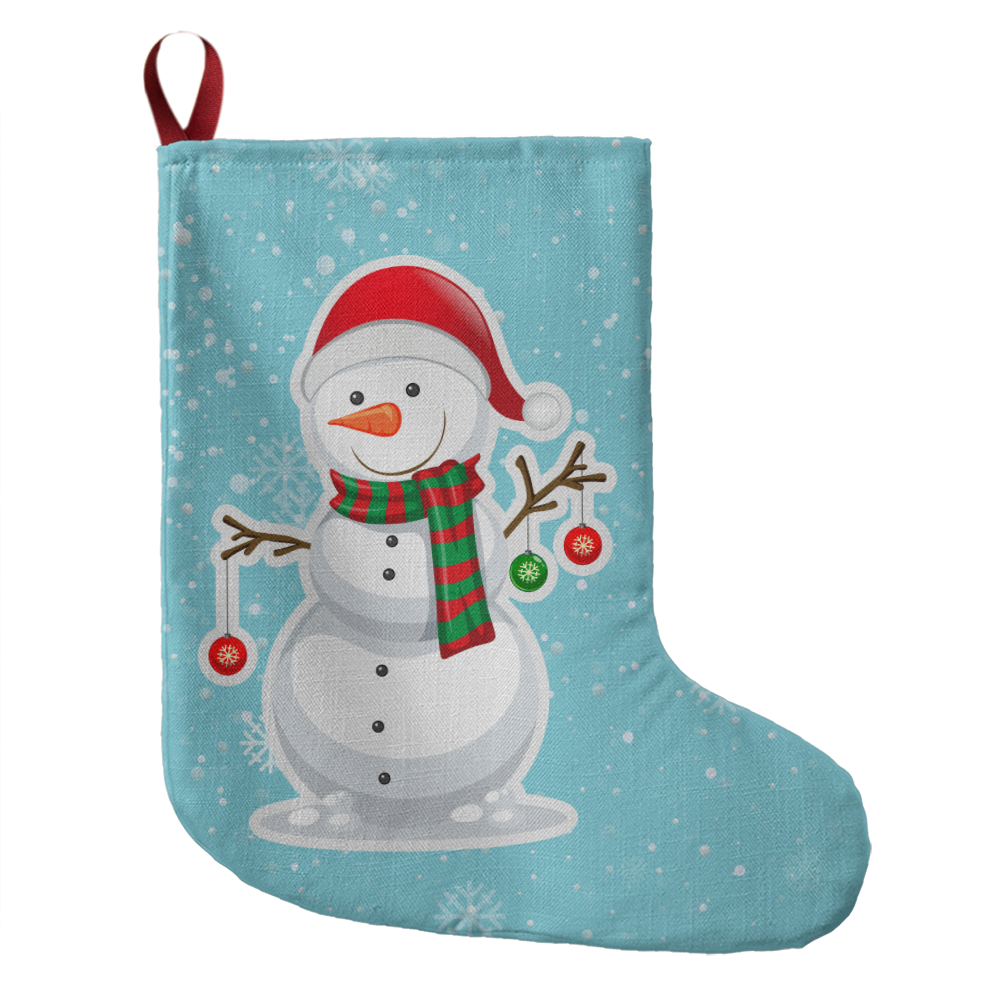 Snowman Christmas Giant Stocking, Frosty Snowman Holiday Stocking Decor, Light Blue Winter Stocking