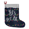 Let's Get Lit Navy Christmas Lights Giant Holiday Stocking, Festive Christmas Stocking Decor