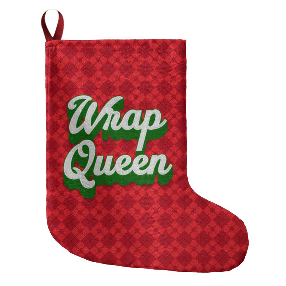 Wrap Queen Red Plaid Christmas Stocking, Funny Holiday Stocking Gift