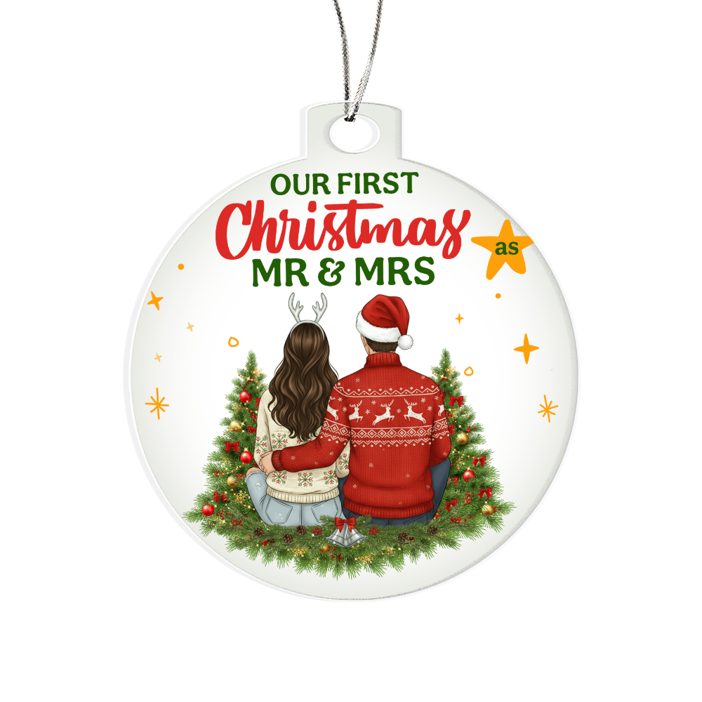 Our First Christmas As Mr & Mrs Acrylic Bulb Ornament