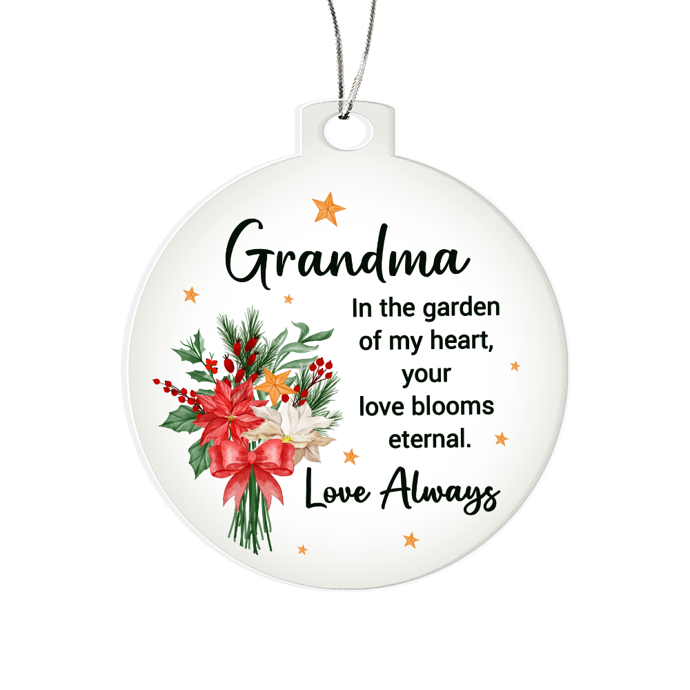 Grandma In The Garden Of My Heart Acrylic Bulb Ornament - Family Gift