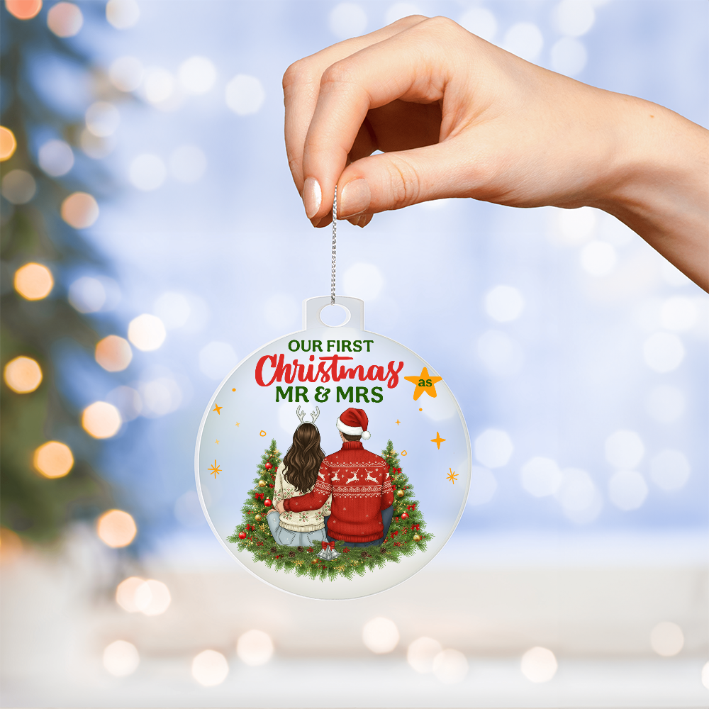 Our First Christmas As Mr & Mrs Acrylic Bulb Ornament