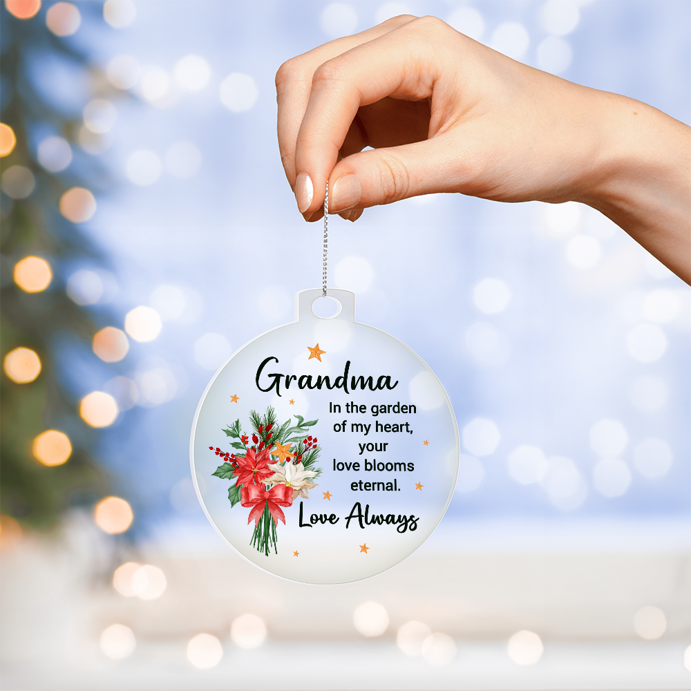 Grandma In The Garden Of My Heart Acrylic Bulb Ornament - Family Gift