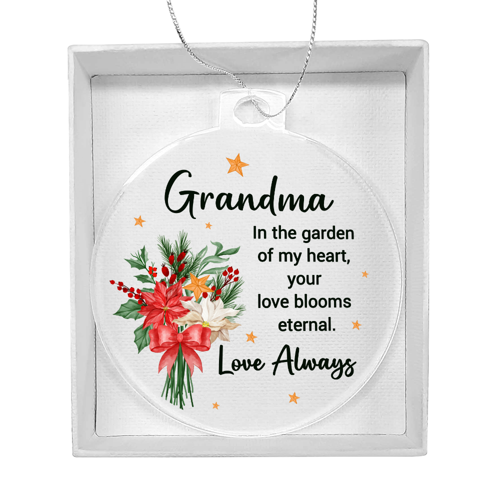 Grandma In The Garden Of My Heart Acrylic Bulb Ornament - Family Gift