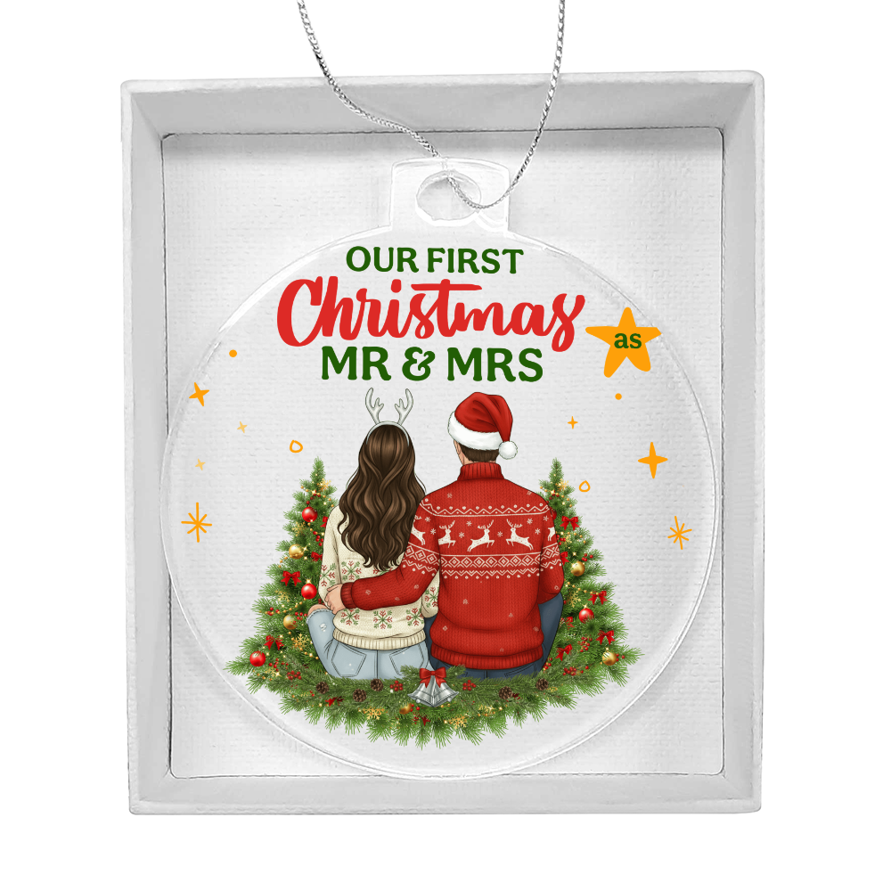 Our First Christmas As Mr & Mrs Acrylic Bulb Ornament