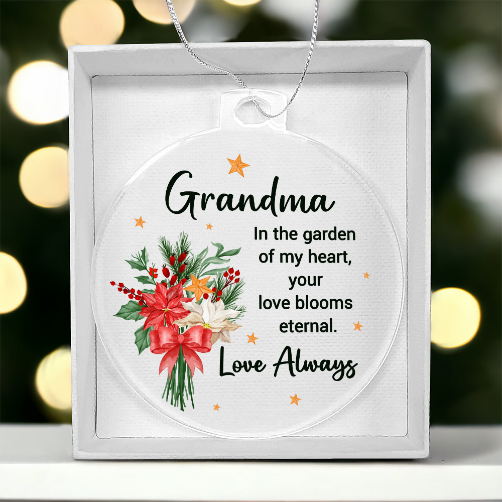 Grandma In The Garden Of My Heart Acrylic Bulb Ornament - Family Gift