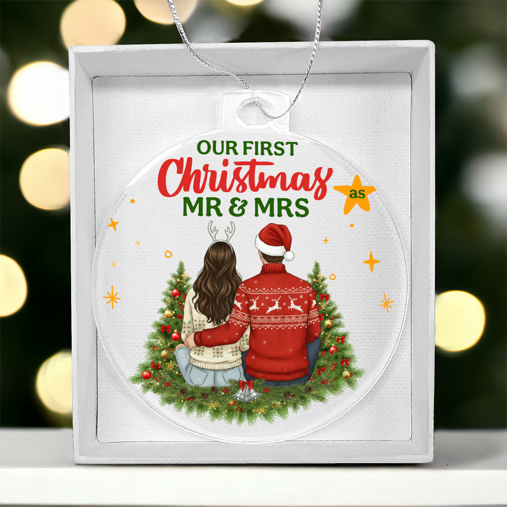 Our First Christmas As Mr & Mrs Acrylic Bulb Ornament