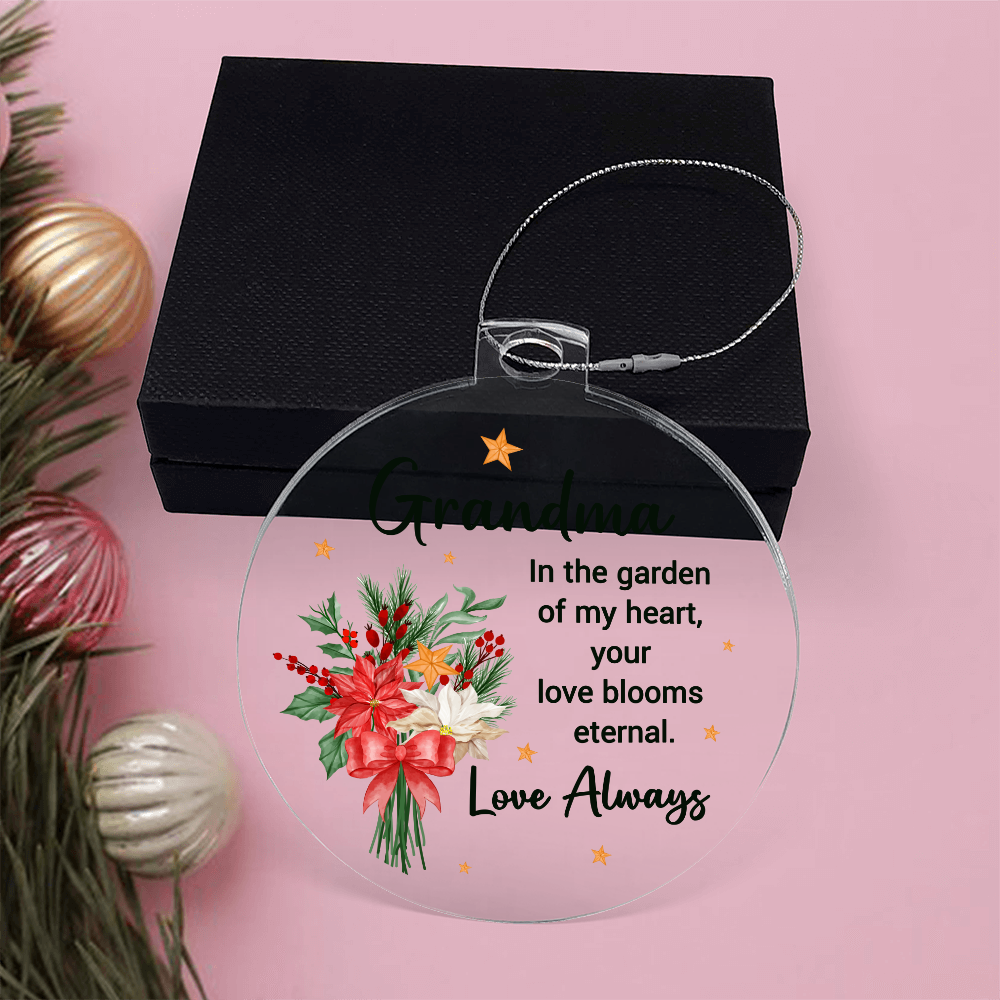 Grandma In The Garden Of My Heart Acrylic Bulb Ornament - Family Gift
