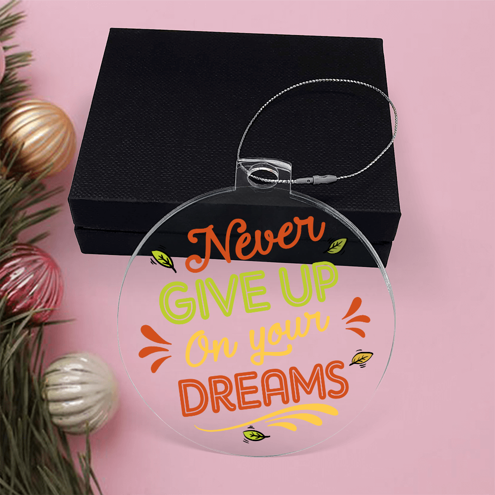Never Give Up On Your Dreams Acrylic Bulb Ornament - Inspirational Gift